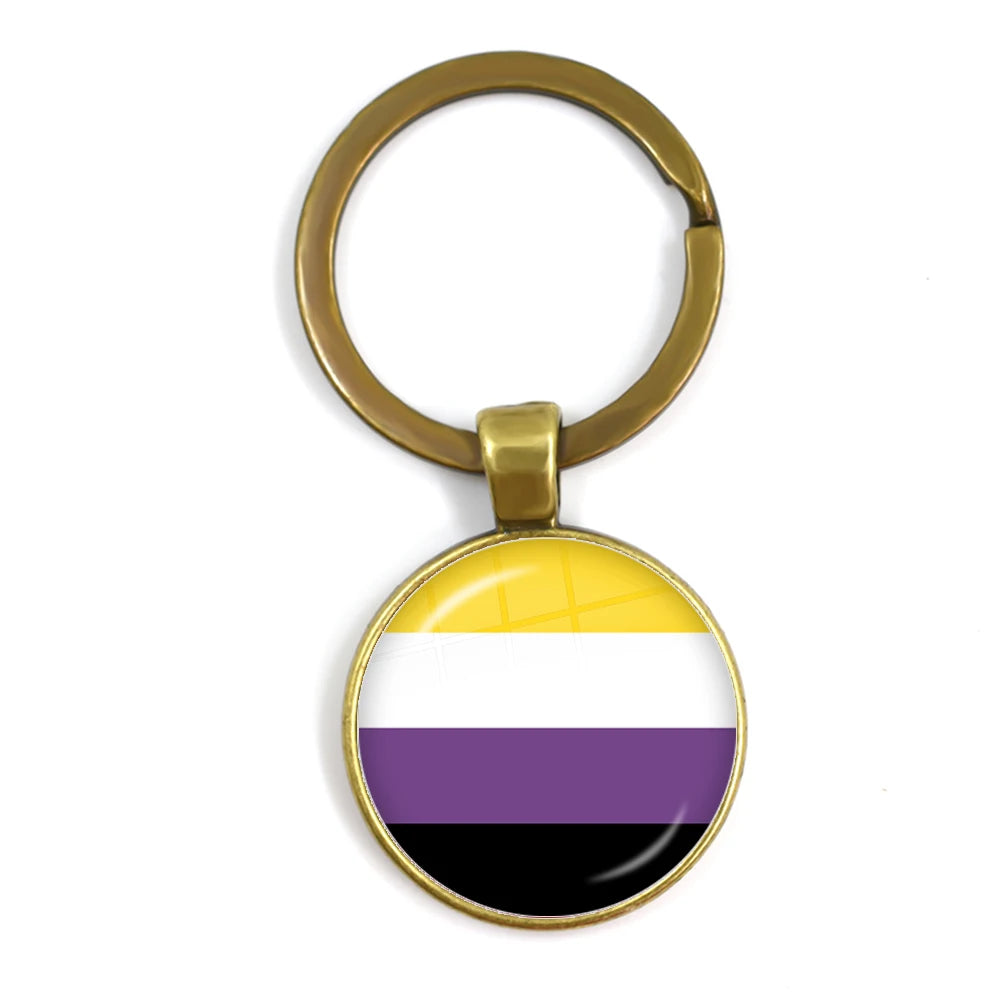 Pride Flag Glass Keychains — Bronze