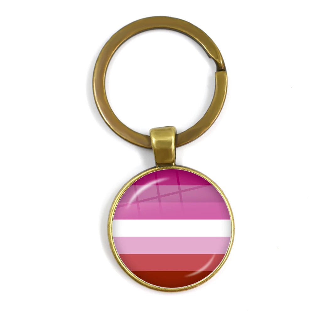 Pride Flag Glass Keychains — Bronze