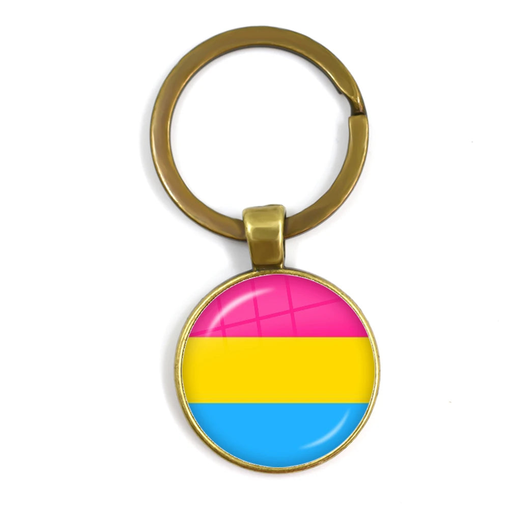 Pride Flag Glass Keychains — Bronze