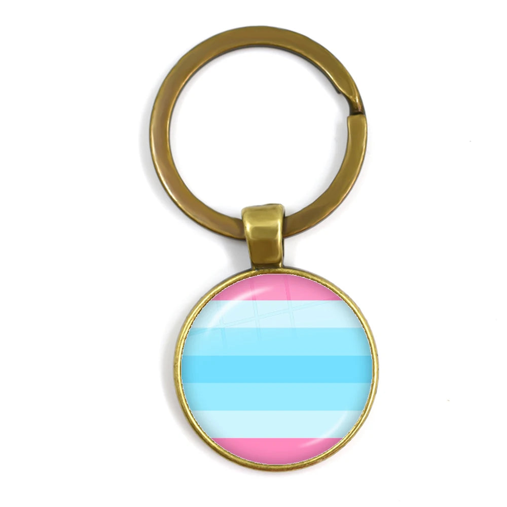 Pride Flag Glass Keychains — Bronze