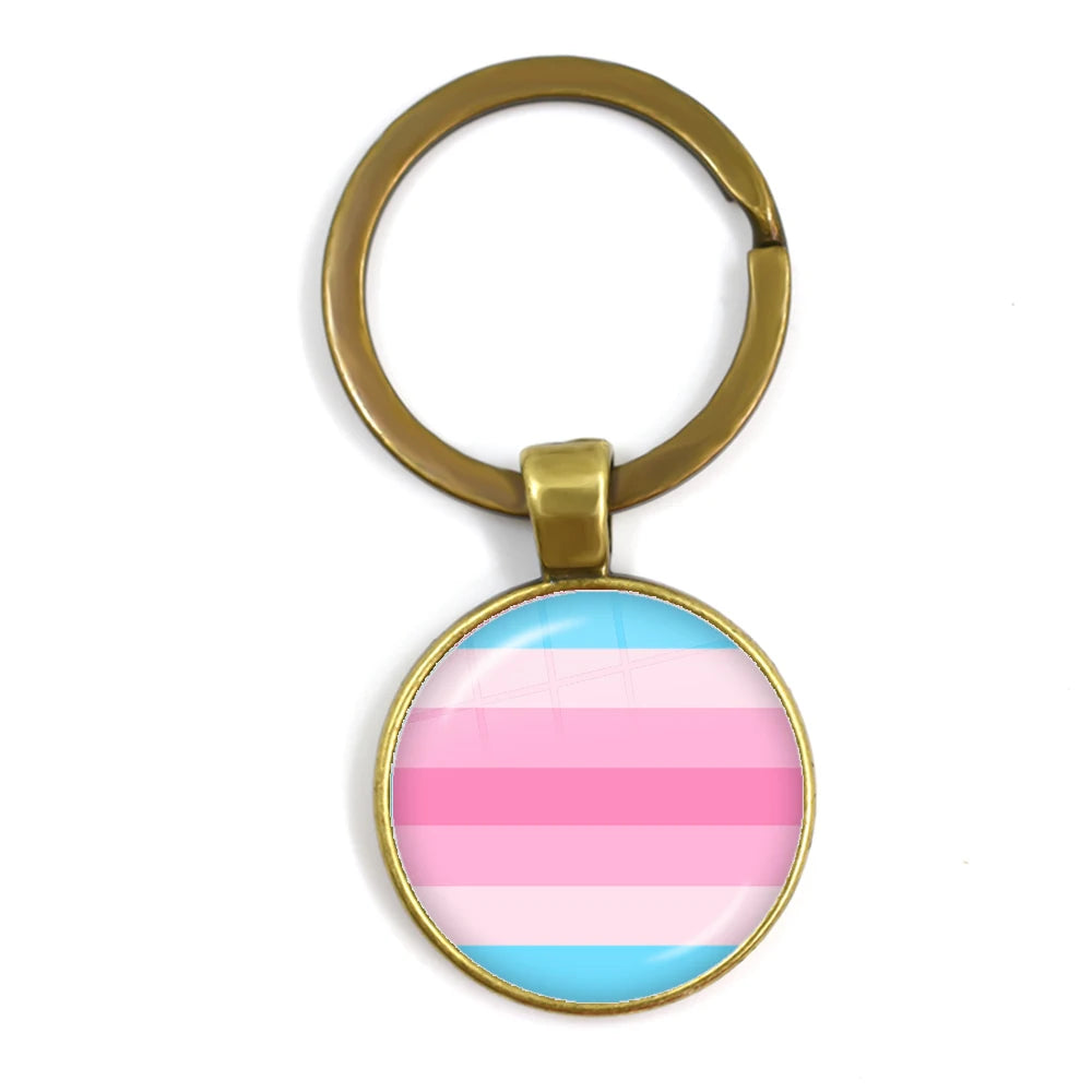Pride Flag Glass Keychains — Bronze