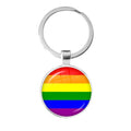 Pride Flag Glass Keychains — Silver