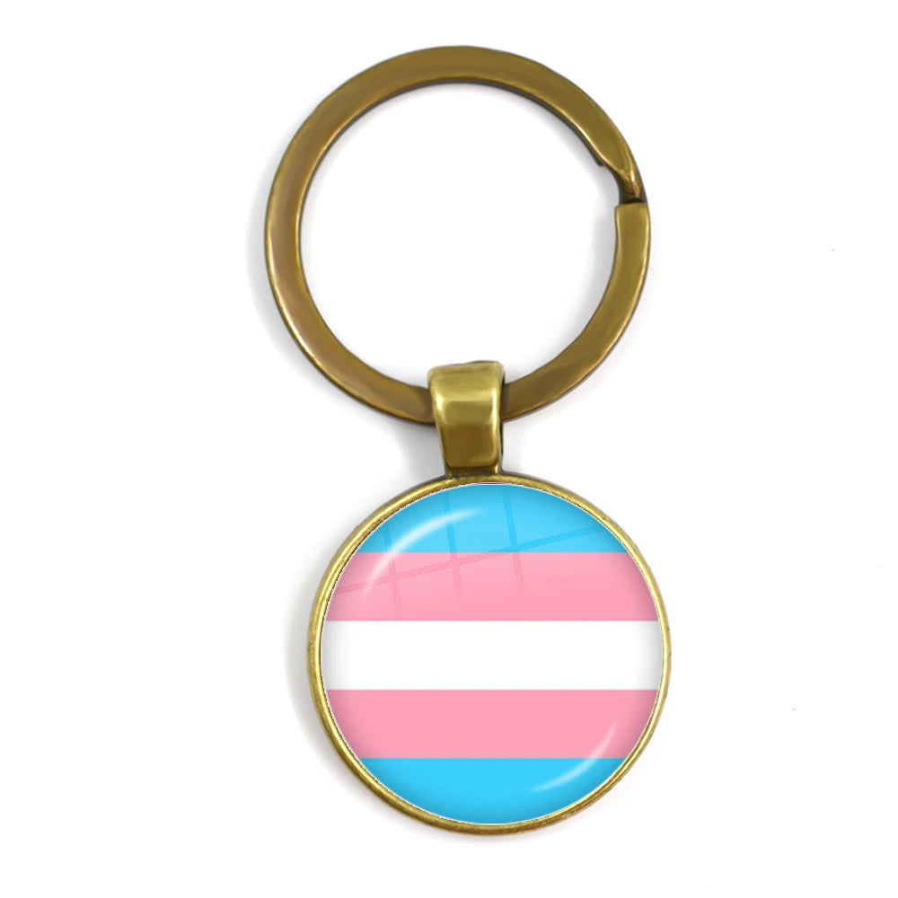 Pride Flag Glass Keychains — Bronze