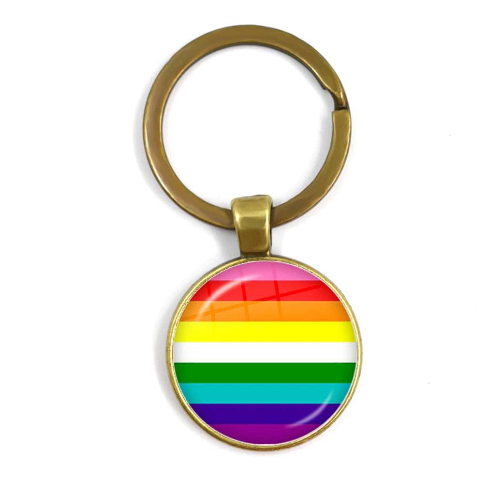Pride Flag Glass Keychains — Bronze