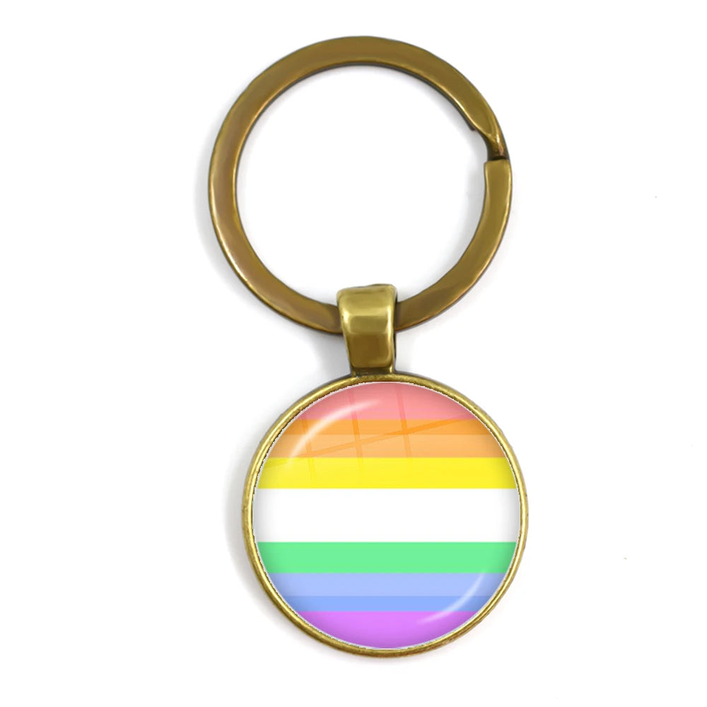 Pride Flag Glass Keychains — Bronze