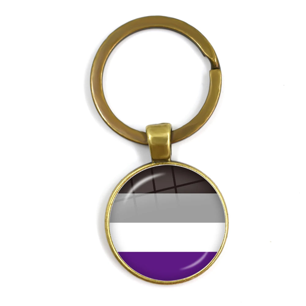 Pride Flag Glass Keychains — Bronze