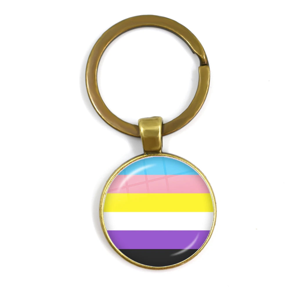 Pride Flag Glass Keychains — Bronze