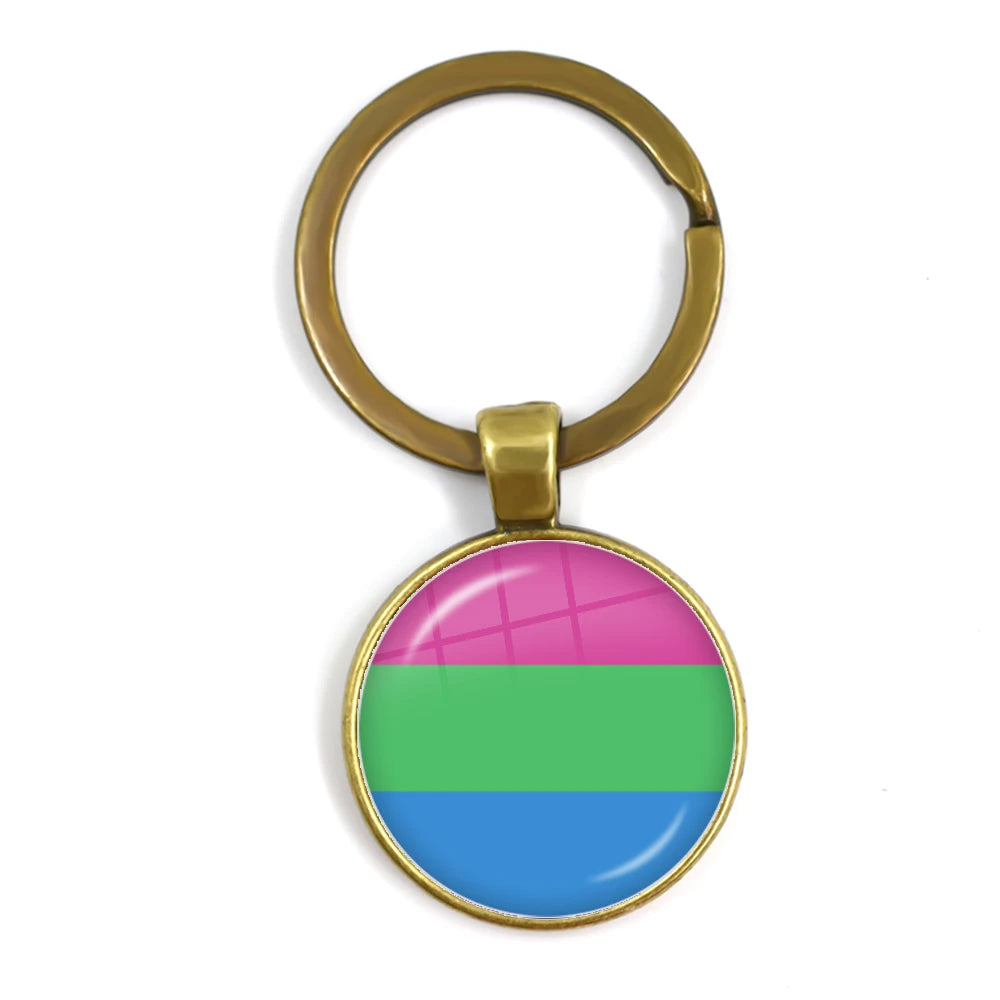 Pride Flag Glass Keychains — Bronze