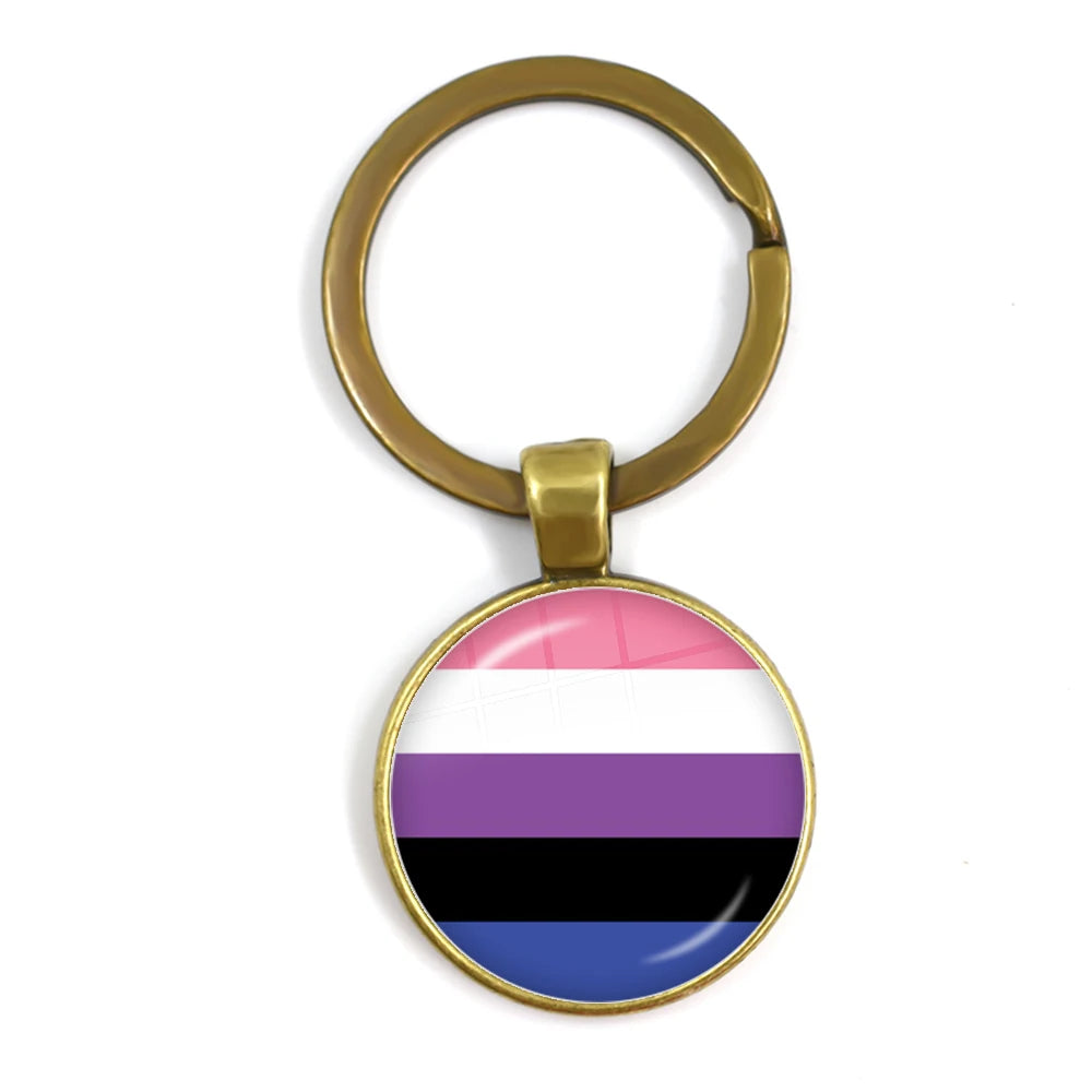 Pride Flag Glass Keychains — Bronze