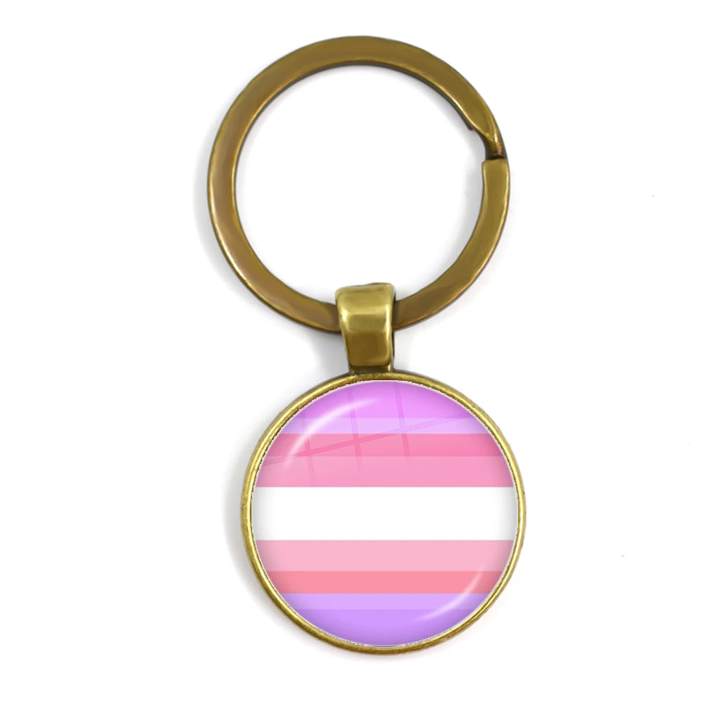 Pride Flag Glass Keychains — Bronze
