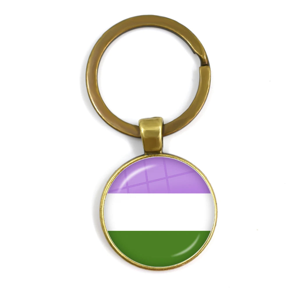 Pride Flag Glass Keychains — Bronze