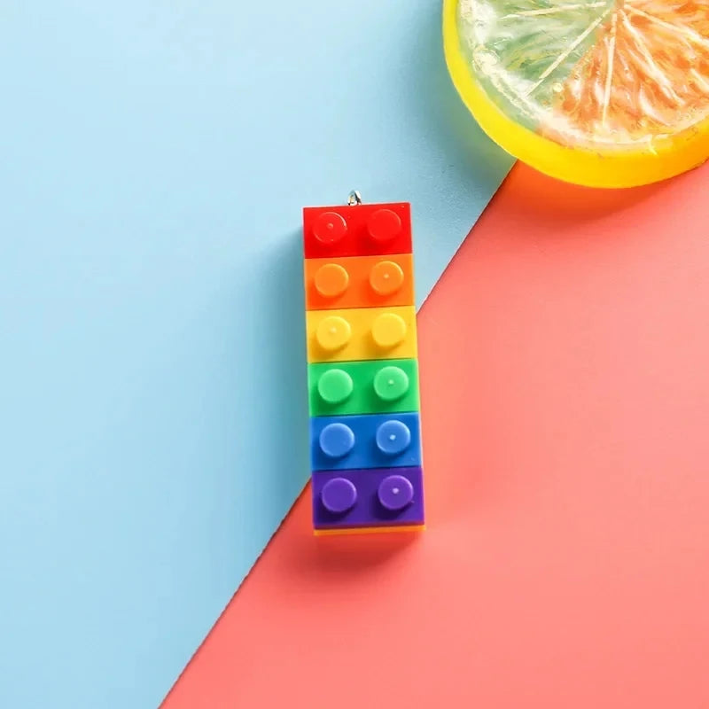 Rainbow Building Brick Keychain 🌈