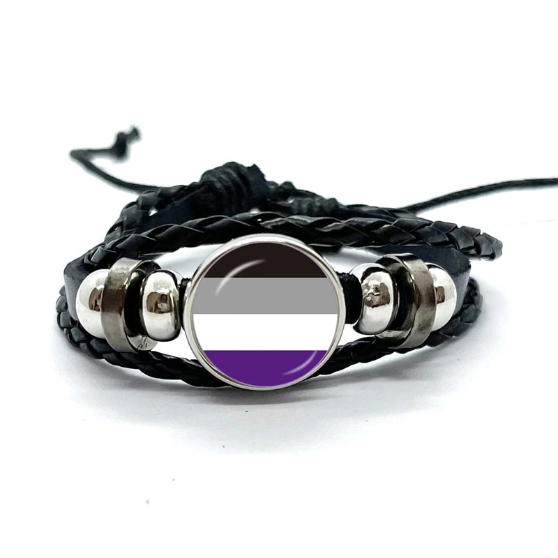Pride Flag Leather Snap Bracelet