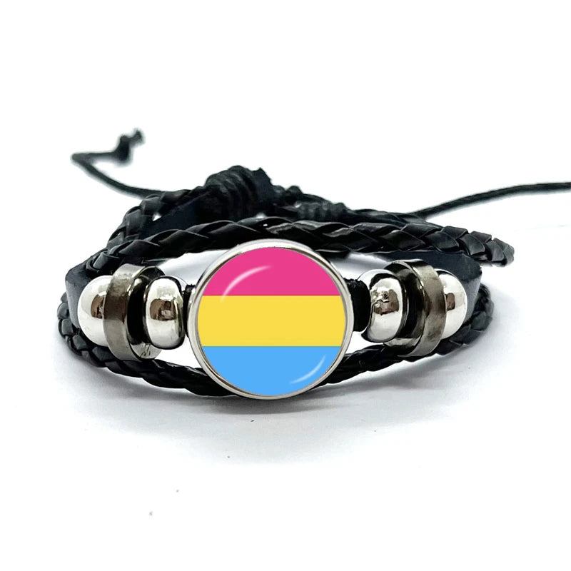Pride Flag Leather Snap Bracelet