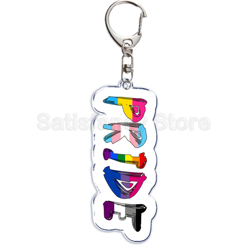 Rainbow Pride Keychain — "HUMAN" & "LOVE WINS"