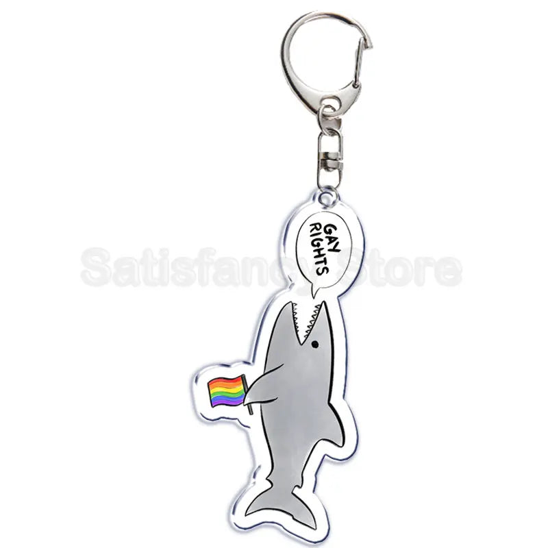 Rainbow Pride Keychain — "HUMAN" & "LOVE WINS"