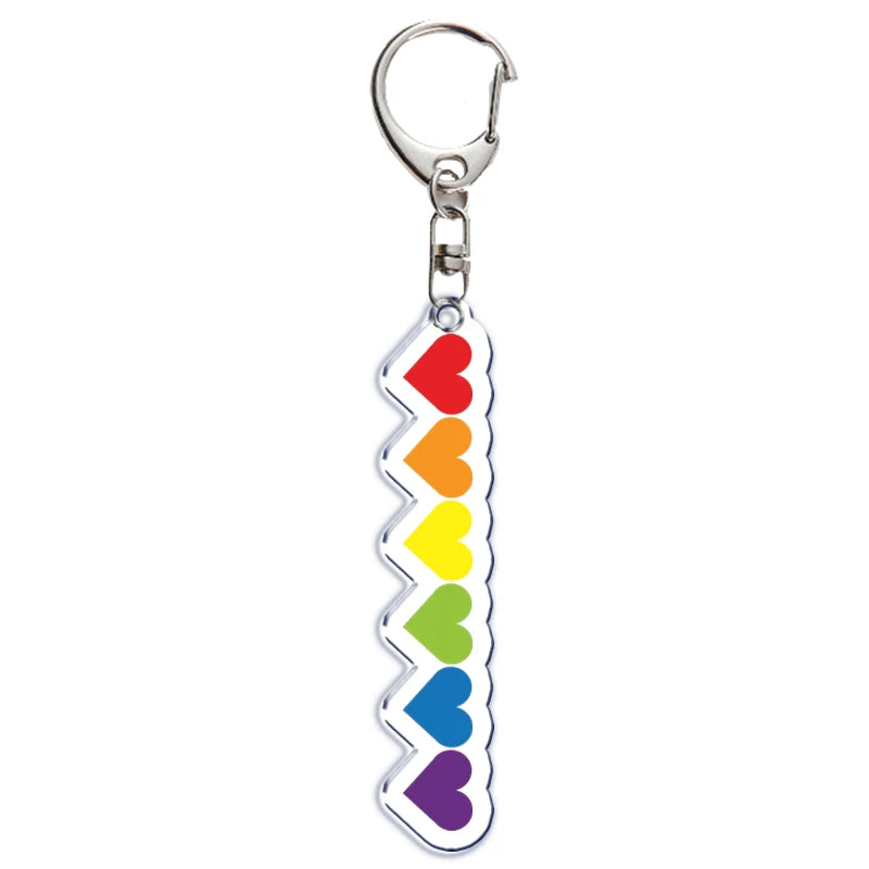 Rainbow Pride Keychain — "HUMAN" & "LOVE WINS"