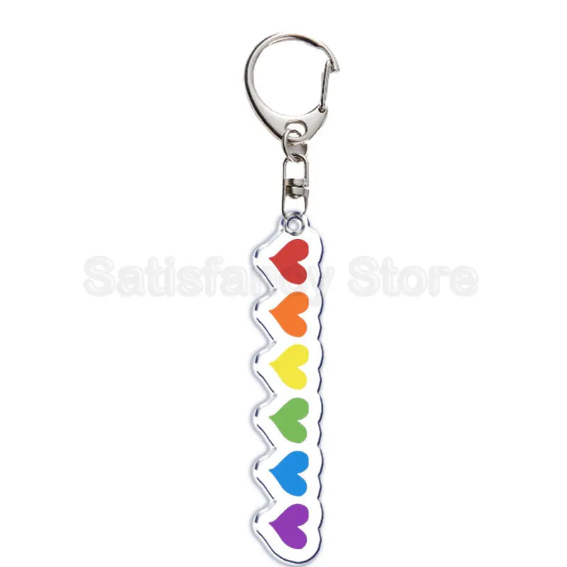 Rainbow Pride Keychain — "HUMAN" & "LOVE WINS"