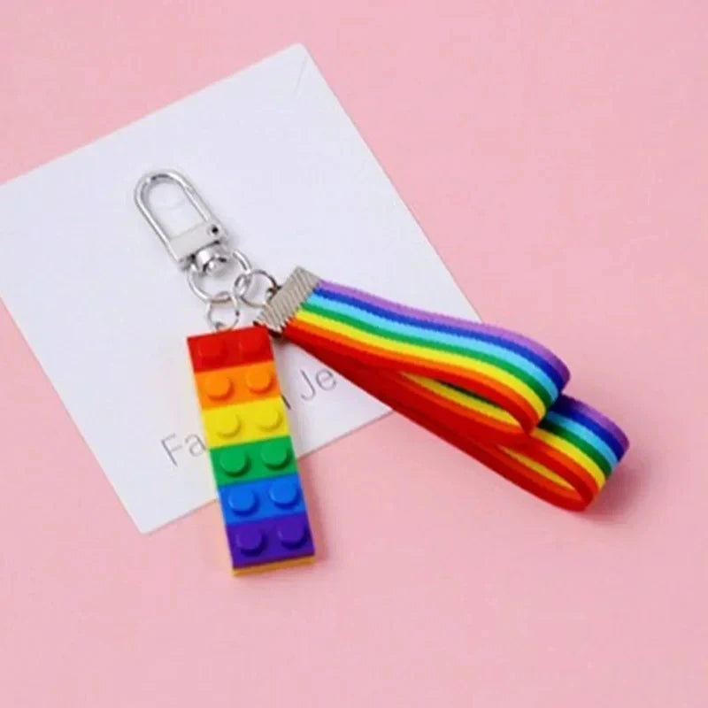 Rainbow Building Brick Keychain 🌈