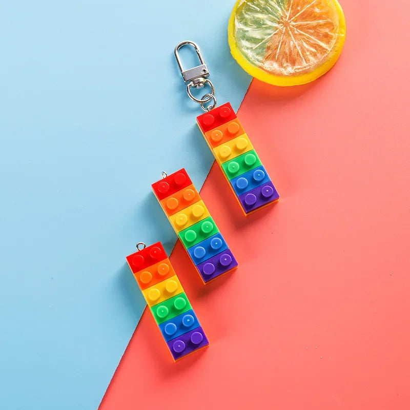 Rainbow Building Brick Keychain 🌈