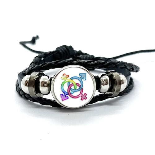 Pride Flag Leather Snap Bracelet