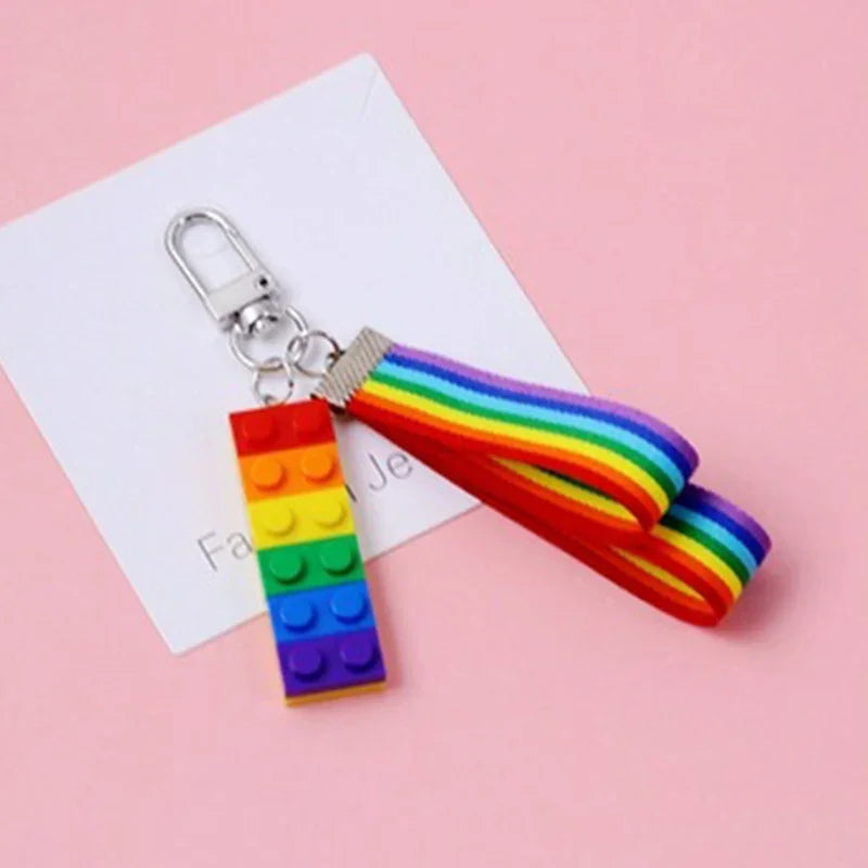 Rainbow Building Brick Keychain 🌈