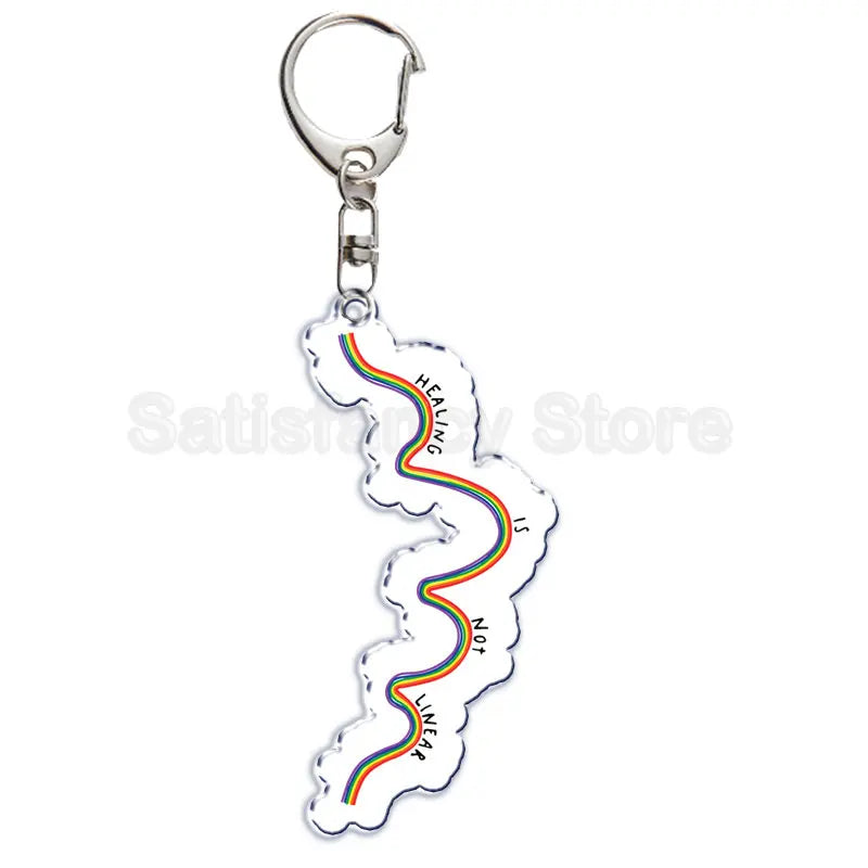 Rainbow Pride Keychain — "HUMAN" & "LOVE WINS"