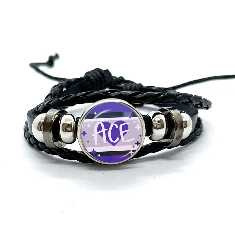 Pride Flag Leather Snap Bracelet