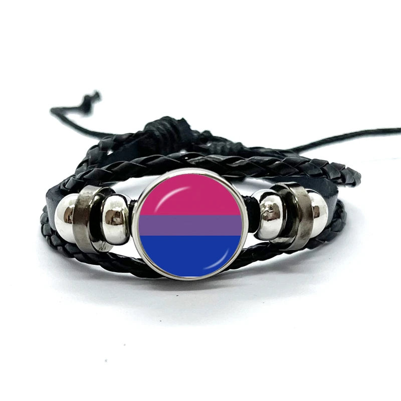 Pride Flag Leather Snap Bracelet