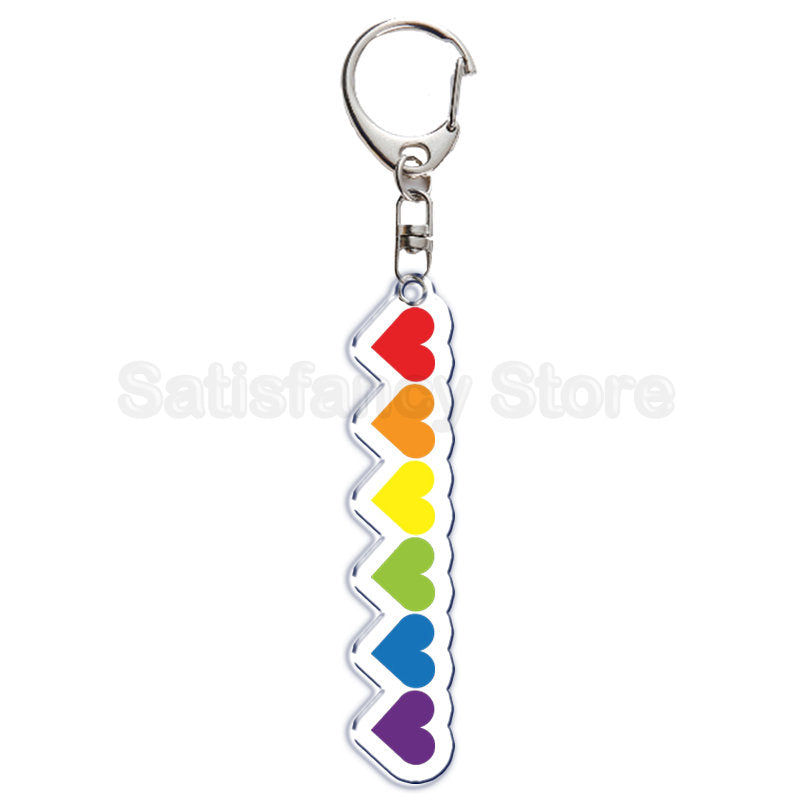 Rainbow Pride Keychain — "HUMAN" & "LOVE WINS"