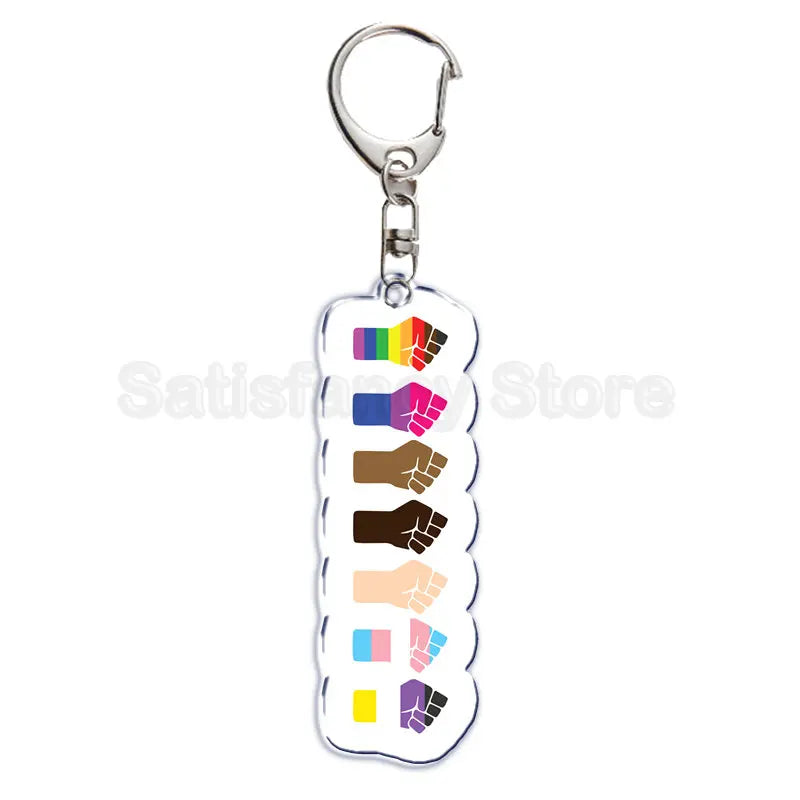 Rainbow Pride Keychain — "HUMAN" & "LOVE WINS"
