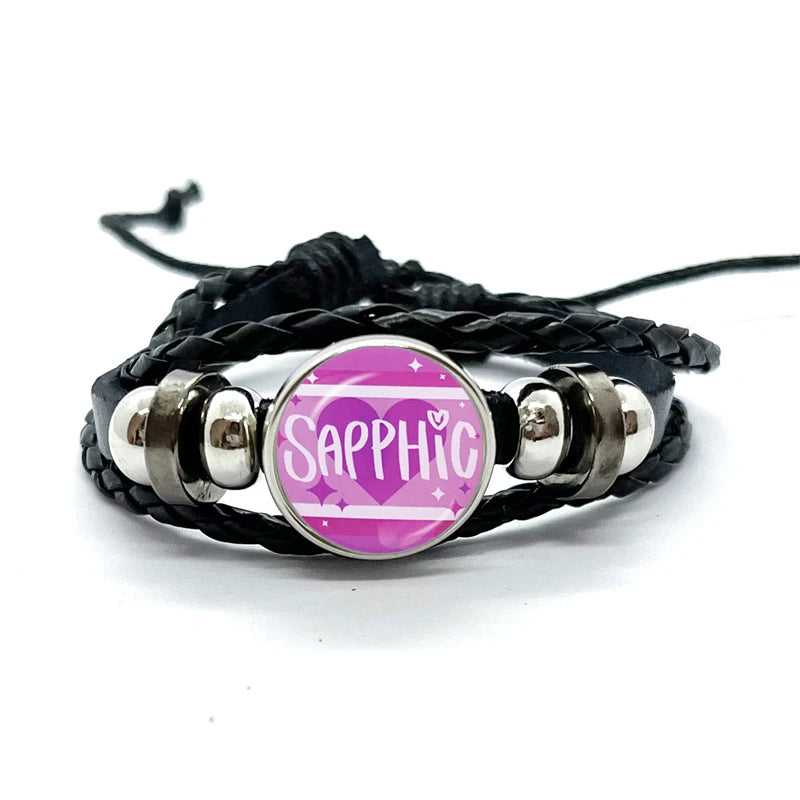 Pride Flag Leather Snap Bracelet