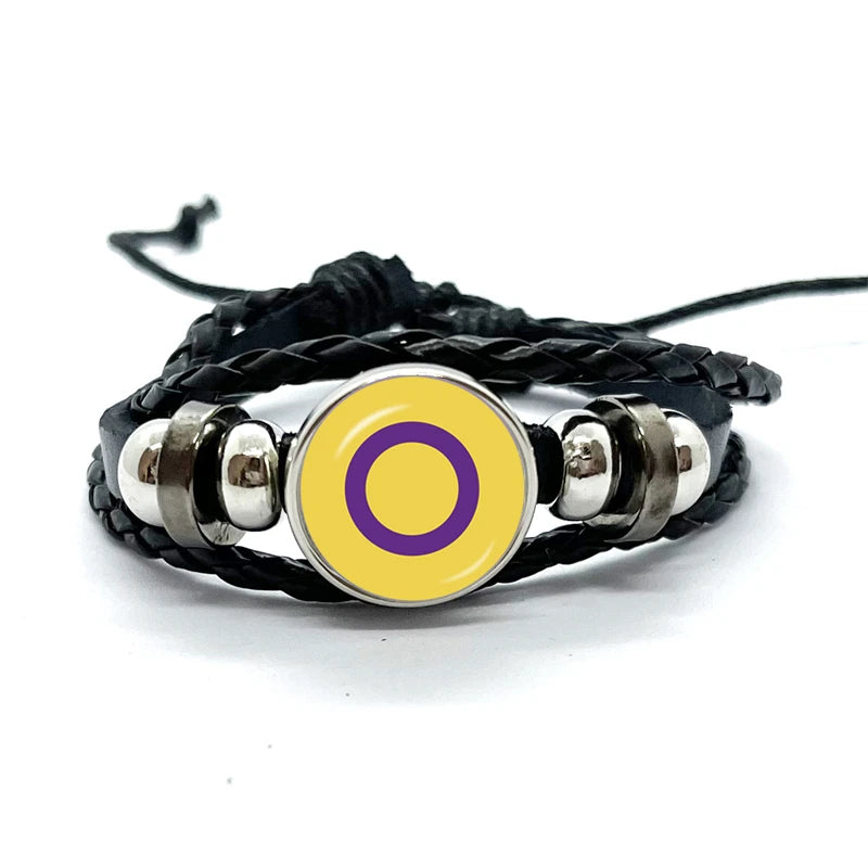 Pride Flag Leather Snap Bracelet