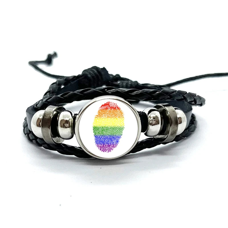 Pride Flag Leather Snap Bracelet
