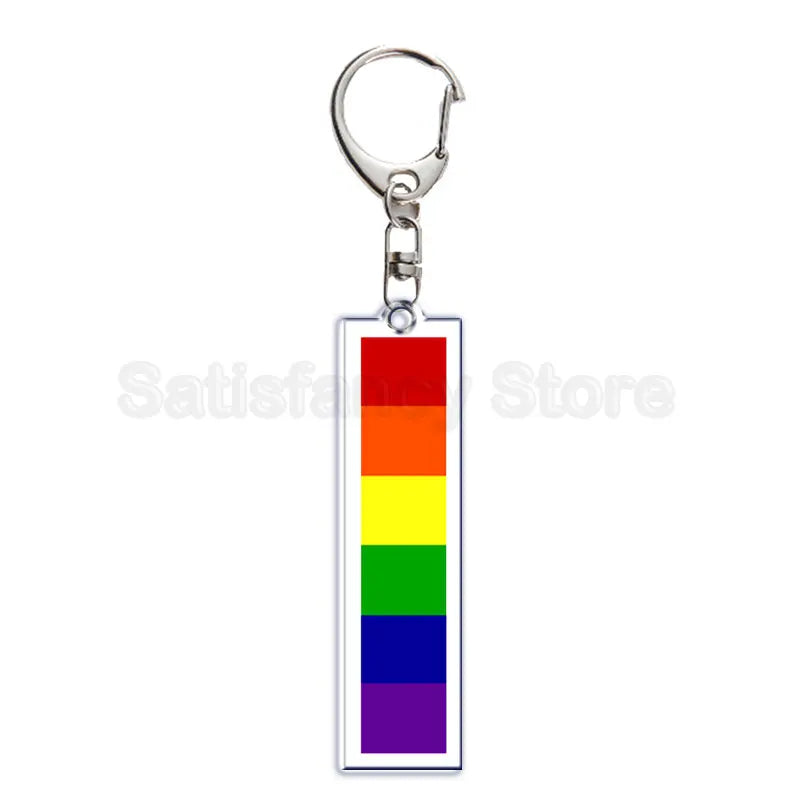 Rainbow Pride Keychain — "HUMAN" & "LOVE WINS"