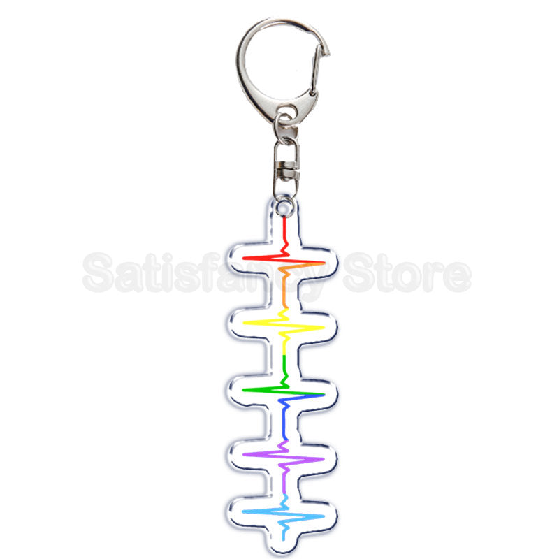 Rainbow Pride Keychain — "HUMAN" & "LOVE WINS"