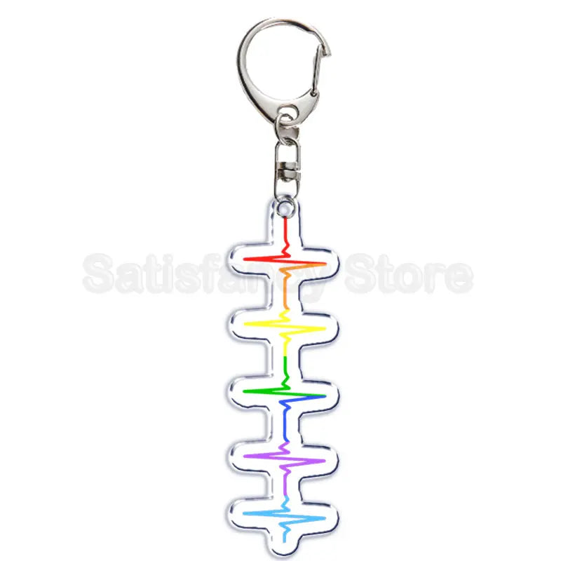 Rainbow Pride Keychain — "HUMAN" & "LOVE WINS"