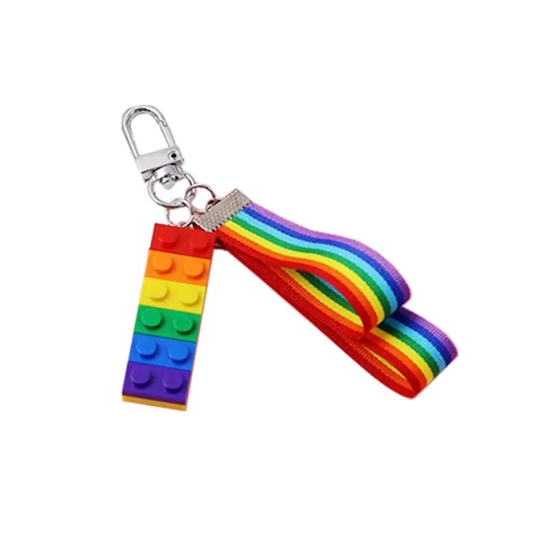 Rainbow Building Brick Keychain 🌈