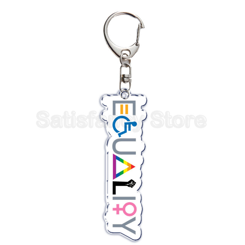 Rainbow Pride Keychain — "HUMAN" & "LOVE WINS"