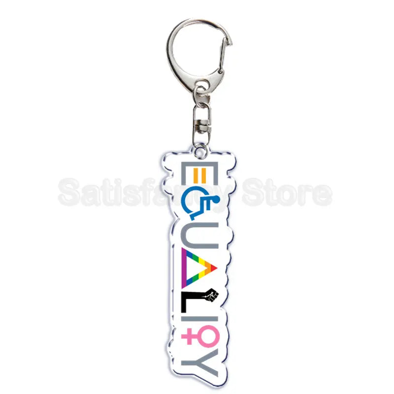 Rainbow Pride Keychain — "HUMAN" & "LOVE WINS"